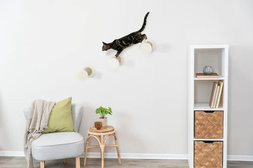 Miniatura 15 de Trixie Juego de vigilancia para gatos montado en la pared, estantes de escalada con escalones de sisal y plataformas de felpa, estantes para gatos
