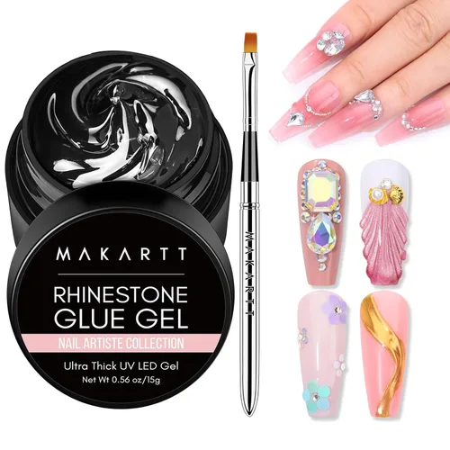 Miniatura 10 de Makartt Pegamento de diamantes de imitación para uñas: pegamento de uñas de gel súper fuerte para dijes de uñas, decoraciones de gemas, arte de uñas