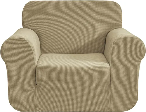 Miniatura 44 de CHUN YI - Funda elástica de 1 pieza para sillón grande, funda protectora suave de Jacquard con elastano, detalle de cuadros y parte inferior