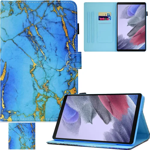 Miniatura 11 de REASUN Funda para Galaxy Tab A7 Lite de 8.7 pulgadas, piel sintética de alta calidad con ranuras para tarjetas, funda con soporte multiángulo