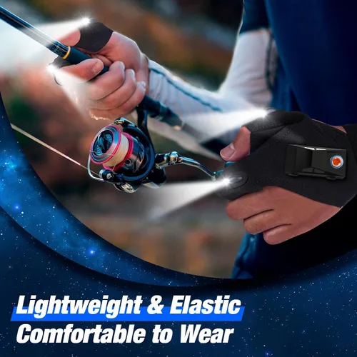Miniatura 3 de PARIGO Guantes con Linterna LED, Rellenos para Calcetines para Hombres, Regalo para Papá, Esposo, Abuelo, Negro claro, Grande