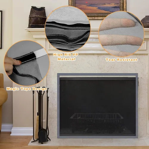 Miniatura 3 de Cubierta de malla para chimenea, cubierta magnética para chimenea a prueba de bebés, barrera a prueba de mascotas con cinta mágica, puerta