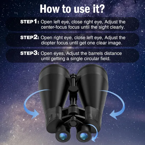 Miniatura 4 de Prismáticos de astronomía de 20 x 80 para adultos, binoculares de observación de estrellas de alta potencia con prisma Bak4, visión de poca luz