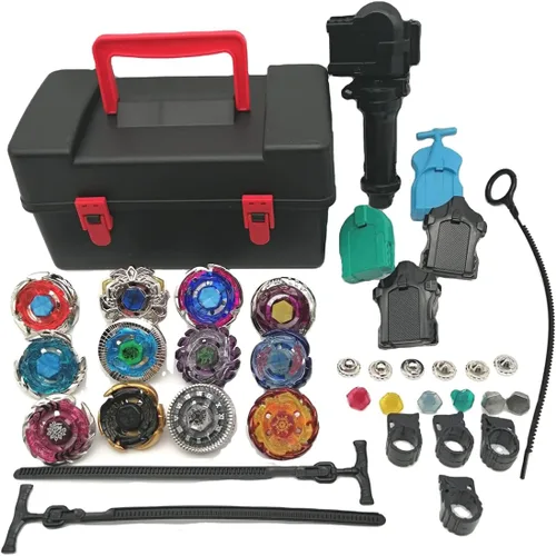 Battling Top Game Metal Fusion 4D Series Battle Set 12 Spinning Tops 4 Launchers Gyro Game con caja de almacenamiento, regalo para niños mayores de