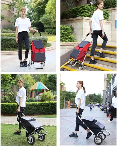 Miniatura 7 de Bolsa de repuesto para carrito de compras, bolsa de repuesto impermeable con bolsillos laterales y bolsillo frontal, para marco de aleación