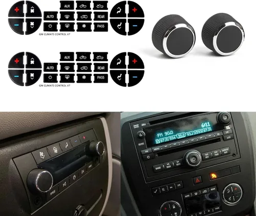 Miniatura 11 de x xotic tech Paquete de 2 calcomanías de botón de CA para automóvil, kit de reparación de botón de control de CA, compatible con Chevy Silverado