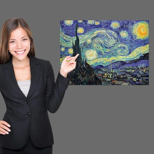 Miniatura 4 de Vincent Van Gogh - La noche estrellada 1889 y la noche estrellada sobre el ródano por Vincent Van Gogh - Póster impreso (laminado, 18 x 24 pulgadas)