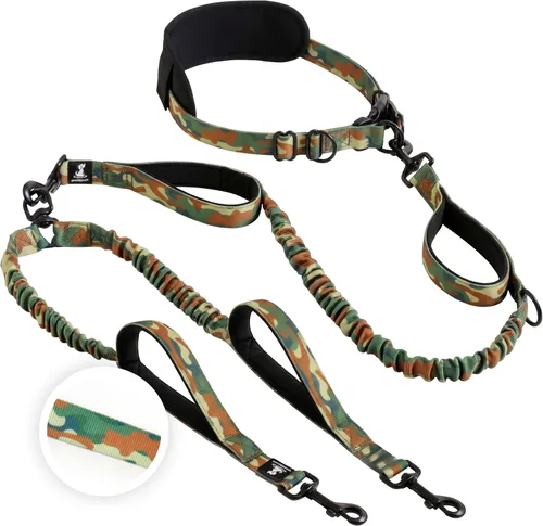 Miniatura 27 de SparklyPets Double Bungee Waist 2 Dog Leash with Back Brace – Dual Dog Leash for Medium/Large Breeds – Running Belt Fanny Pack with Phone, Waste