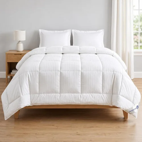 Continental Bedding Affinity - Edredón alternativo de plumón, 100% algodón, funda de 300 hilos, relleno de edredón para todas las estaciones,