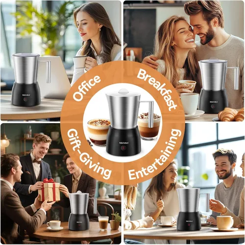 Miniatura 7 de Secura Espumador de leche eléctrico de 17 onzas y vaporizador, jarra de leche desmontable de acero inoxidable, máquina de espuma caliente y fría 4