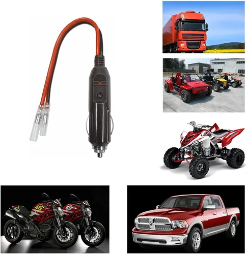Miniatura 7 de Enchufe macho de encendedor de cigarrillos de repuesto para automóvil con cables - Adaptador de coche de 12 V 24 V Kit de cargador de batería de CC