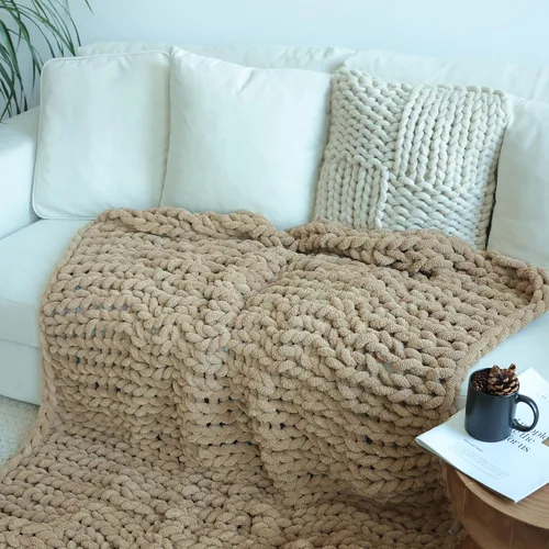 Miniatura 12 de Maetoow Manta de punto grueso de felpilla (40 x 50 pulgadas), hecha a mano, cálida y acogedora para sofá, cama, decoración del hogar, banco