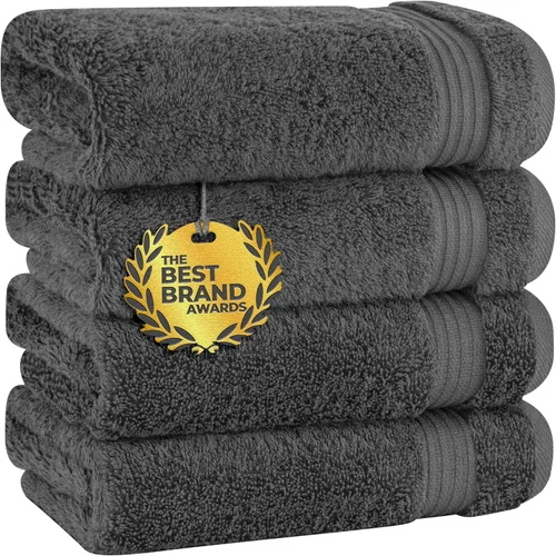 Cotton Paradise - Juego de 4 toallas de mano para baño, 100% algodón turco, toallas suaves y absorbentes para la cara, toallas de mano color gris