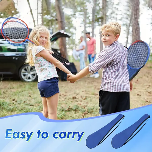 Miniatura 5 de Juego de 20 raquetas de bádminton con 24 volantes y 6 bolsas de transporte, raquetas de bádminton resistentes y ligeras para adultos principiantes