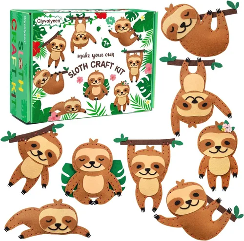 CiyvoLyeen Kit de costura para niños – DIY perezoso y animales de la selva de fieltro para niñas y niños de 8 a 12 años aprende a coser 8 proyectos