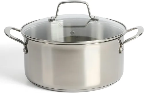 Martha Stewart Castelle Olla Holandesa de Acero Inoxidable 18/8 de 5 Quart con Inducción Segura, Cacerola con Tapa