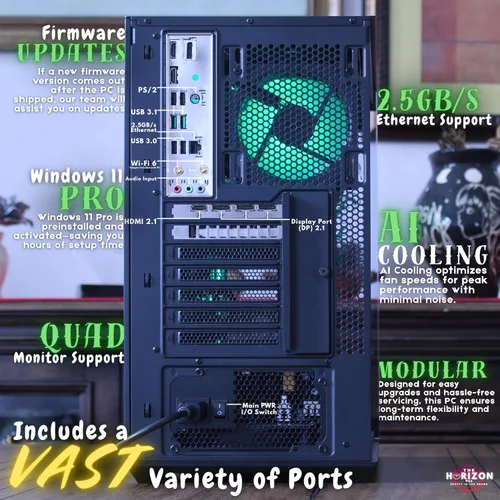 Miniatura 5 de The Horizon Autherium Dragon RGB I9 RTX Gaming PC 64 GB de RAM Almacenamiento de alta velocidad de 10 TB Core I9 hasta 5.4Ghz RTX 5070