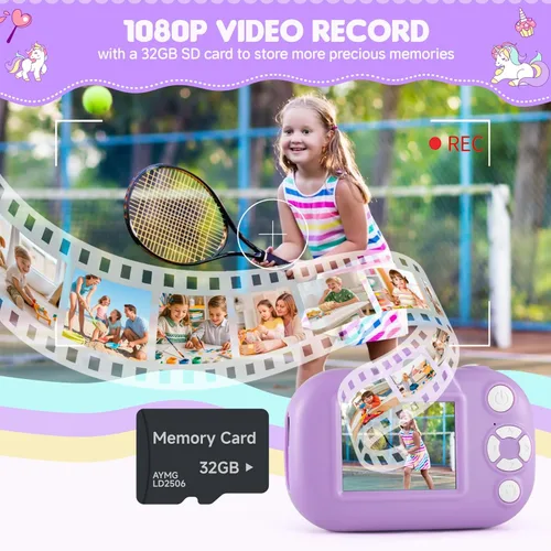 Miniatura 4 de Cámara para niños para niñas de 3 a 5 años, cámara digital para niños con cubierta de silicona, grabación de video de 48MP/1080P, cámara selfie