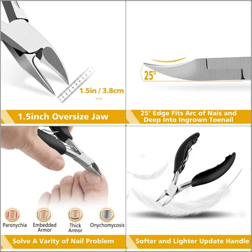 Miniatura 6 de Cortaúñas para dedos de los pies para uñas encarnadas o gruesas, recortador de uñas de los pies y podólogo profesional para personas mayores