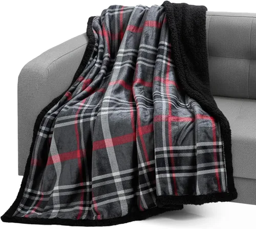 Miniatura 22 de Elegant Comfort Manta reversible de franela sherpa, ultrasuave, mullida, acogedora y afelpada, manta decorativa ligera para todas las estaciones, 50