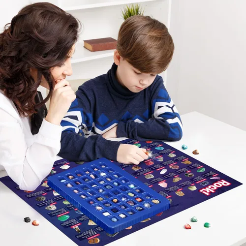 Miniatura 3 de Colección de rocas 48 piezas, kit de educación de rocas y minerales con piedras preciosas para niños, kit de gemas de geología con ojo de tigre