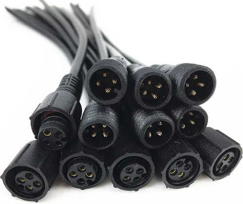 Miniatura 2 de 6 pares de cables conectores negros de 4 pines, impermeables, macho hembra, tira LED RGB con goma, conector LED RGB, cable conector impermeable LED
