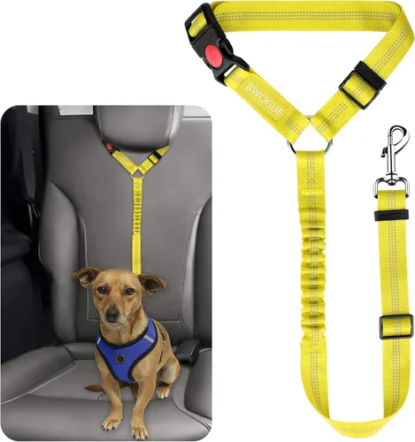 Miniatura 28 de BWOGUE Arnés de cinturón de seguridad para mascotas, cinturón de seguridad ajustable para reposacabezas de coche, arnés de cinturón de seguridad