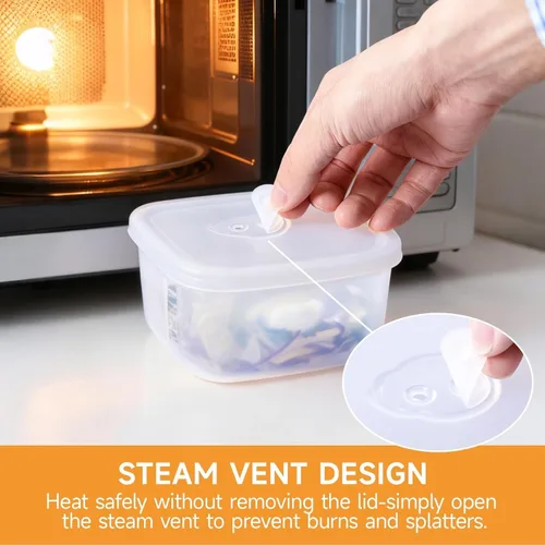 Miniatura 3 de OTB Juego de 2 recipientes de silicona reutilizables transparentes, cajas de almacenamiento de alimentos de silicona sin fugas, sin BPA, herméticos