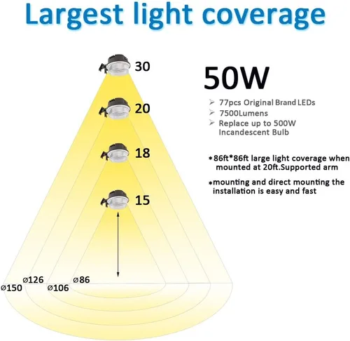 Miniatura 4 de Luz LED de granero, luz de patio al aire libre del atardecer al amanecer con fotocélula, ultra brillante 5000K luz diurna 7500lm, reemplazo de 500W