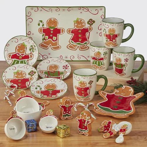 Miniatura 7 de Certified International Holiday Magic Gingerbread - Platos de canapé/almuerzo/merienda de 6 pulgadas, juego de 4