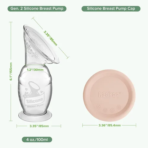 Miniatura 8 de Haakaa Extractor de leche manual con base de 4 fl oz/3.4 fl oz+tapa (rubor), Gen.2