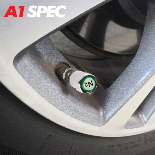 Miniatura 2 de N2 - Juego de tapas de válvula de nitrógeno TPMS de aluminio cromado y plateado, resistentes a la corrosión, cubiertas universales para autos