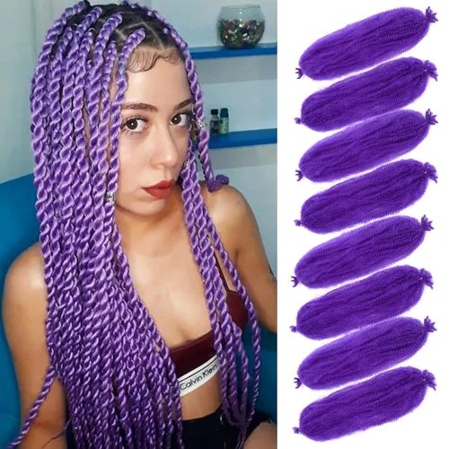 Miniatura 21 de Cabello Rizado Afro Elástico 8 Paquetes Cabello Trenzado Marley Twist Cabello Spring Twist Pre-Separado para Locs Falsos Cabello de Ganchillo Kinky
