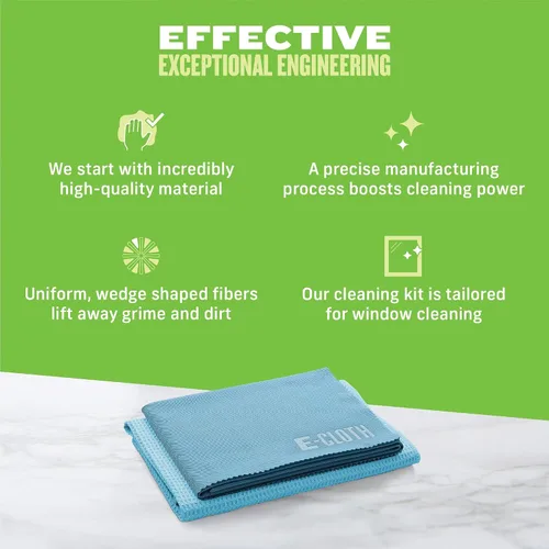 Miniatura 7 de E-Cloth Paño de limpieza de ventanas, embalaje ecológico, paño de limpieza de vidrio, ventanas sin rayas con solo agua, kit de toallas de microfibra
