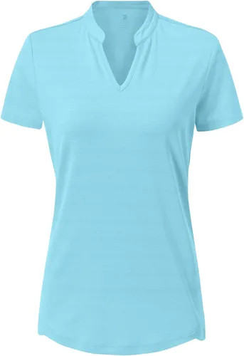 Miniatura 131 de Gopune Polo de golf con cuello en V para mujer, sin cuello, manga corta, ligera, de secado rápido, camisetas de tenis para correr