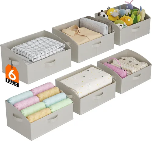 Miniatura 13 de Lifewit - Cestas organizadoras para armario, cestas trapezoidales medianas de almacenamiento para estante, paquete de 6 unidades, cestas