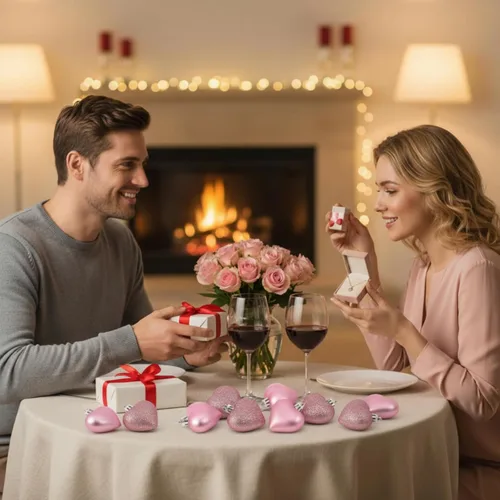 Miniatura 20 de Adornos de corazón para el día de San Valentín: 3 adornos con forma de corazón para árbol de Navidad y para colgar como decoración en el día de San