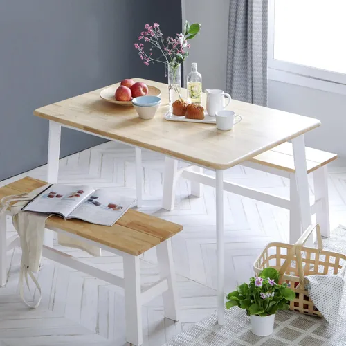 Miniatura 12 de Livinia Canberra 47.2" Mesa de comedor rectangular de madera/Mesa de cocina de roble malayo moderno de mediados de siglo (roble natural) Solo mesa