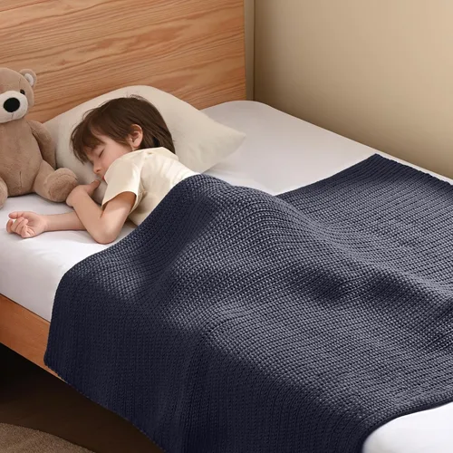 Miniatura 33 de Guohaoi Almohadilla de regazo con peso de punto (beige 20 x 30 pulgadas, 2 libras) sin cuentas, manta con peso refrescante para niños para siesta