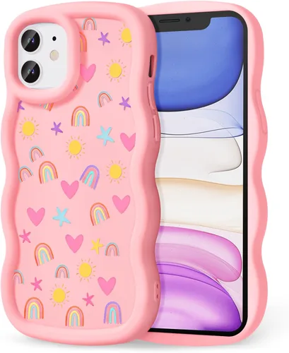 Miniatura 87 de Compatible con iPhone SE/8/7 Funda para Mujeres y Niñas, Marco Ondulado Rizado con Patrón Lindo, Estética Delgada Suave Silicona TPU Parachoques