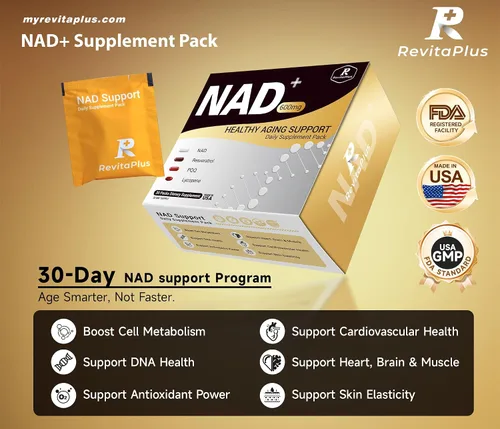 Miniatura 2 de Suplemento NAD con resveratrol, PQQ, Ca-AKG, nicotinamida, té verde, suplemento avanzado NAD+ paquete diario que apoya mitocondrias saludables