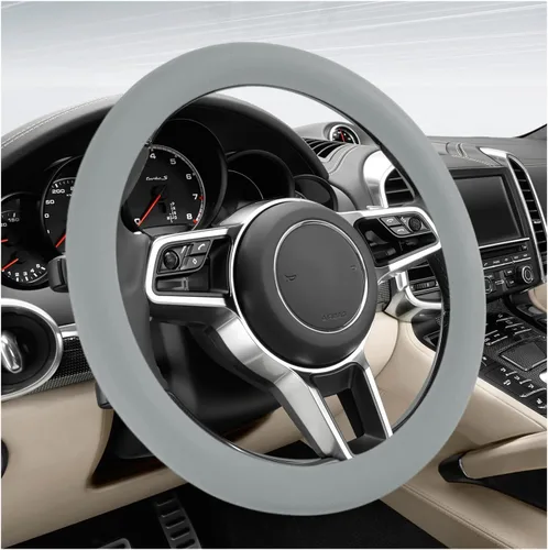 Miniatura 8 de DXNQ Funda protectora de silicona antideslizante para volante de automóvil, de 13 a 14.17 pulgadas, suave, flexible, absorbente de golpes