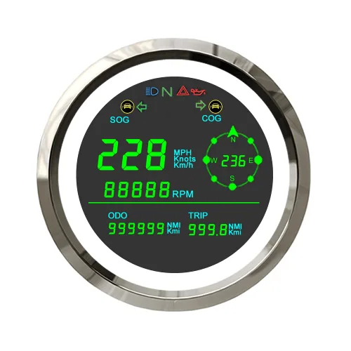 ELING Velocímetro GPS digital de 3 3/8 pulgadas con tacómetro, Tripmetro, cuentakilómetro, ajustable para carreras de autos de carreras, motocross,