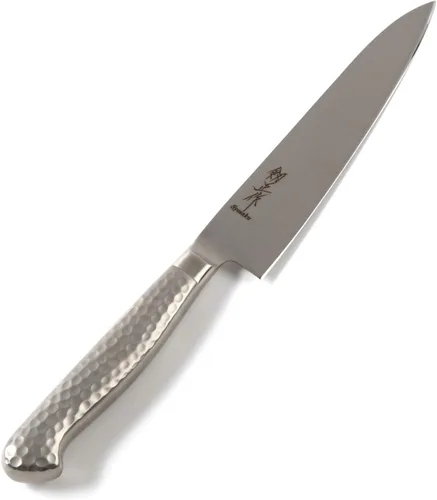 Miniatura 10 de Cuchillo de chef japonés multiusos INOX AUS-8A acero inoxidable mango de madera de Pakkawood negro, Santoku 7 pulgadas (7.087 in)
