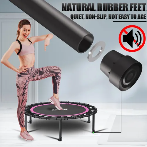 Miniatura 3 de Newan Mini trampolín silencioso de 40 a 48 pulgadas, trampolín de fitness, bungee rebote, entrenamiento cardiovascular, entrenamiento para adultos