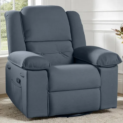 Softa Silla reclinable giratoria para adultos con masaje y calor, sillón reclinable manual giratorio de 360° con bolsillo lateral, silla reclinable