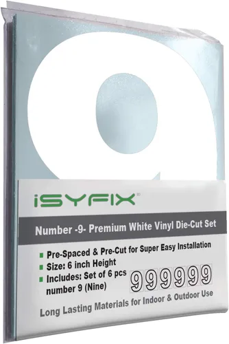 Miniatura 73 de iSYFIX - Calcomanías de vinilo blancas con número 0 (cero) - Juego de 6 unidades de 1.5 pulgadas autoadhesivas - Decalcomanías premium troqueladas