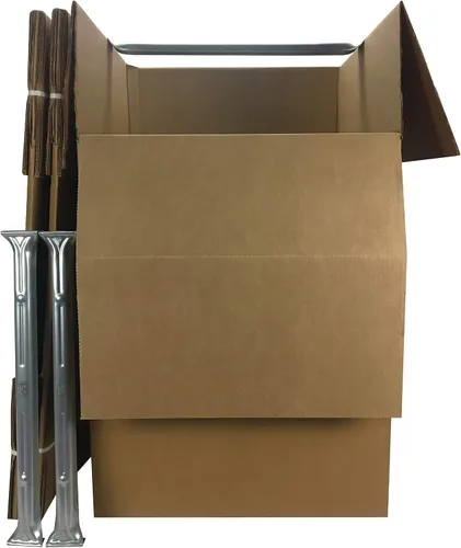 Miniatura 4 de Amazon Basics Cajas de mudanza para ropa de armario con barra, 20 x 20 x 34 pulgadas, paquete de 3 Con barra de suspensión, para empacar ropa