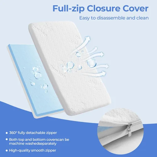 Miniatura 5 de Colchón de moisés de 30 x 15 pulgadas para Dream On Me Lacy: colchón de espuma viscoelástica de gel de doble cara de 2 pulgadas de grosor, apto