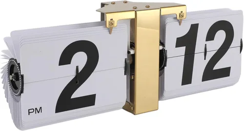 Miniatura 9 de Reloj automático con tapa mecánica digital con soporte dorado y tapa blanca, funciona con batería de 12 horas para colgar en escritorio y pared